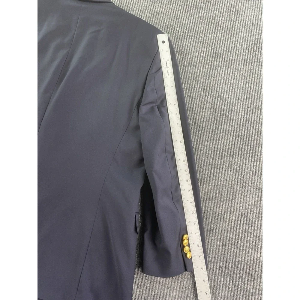 Ralph Lauren Blazer 46 R Navy Wool Gold Button Logo University Premium Sport LRL